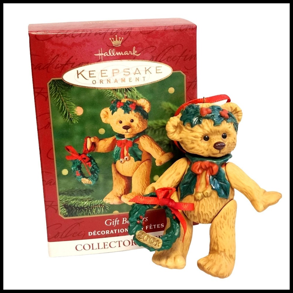 Hallmark 2001 Keepsake Ornament Gift Bear Collector Edition Christmas Tree